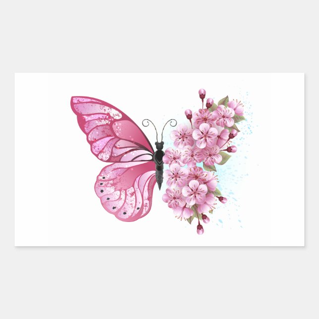 Sticker Rectangulaire Flower Butterfly (Devant)