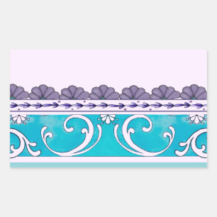 Sticker Rectangulaire Fluer De Lis Blue Swirl Design