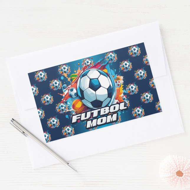 Sticker Rectangulaire Football Maman Motif de balle de football (Créateur téléchargé)