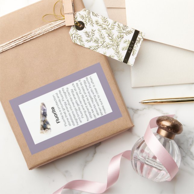 Sticker Rectangulaire Forfait Fluorite Crystal Signification Bijoux Gems (Cadeaux)