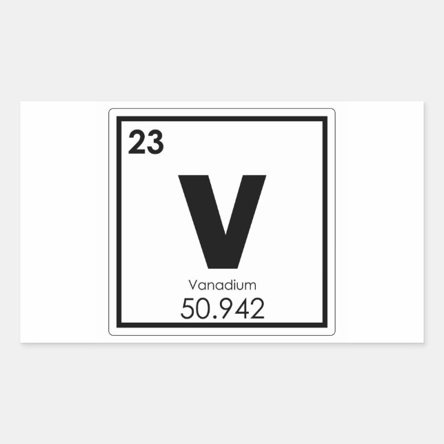 Sticker Rectangulaire Formule chimique du symbole du vanadium (Devant)