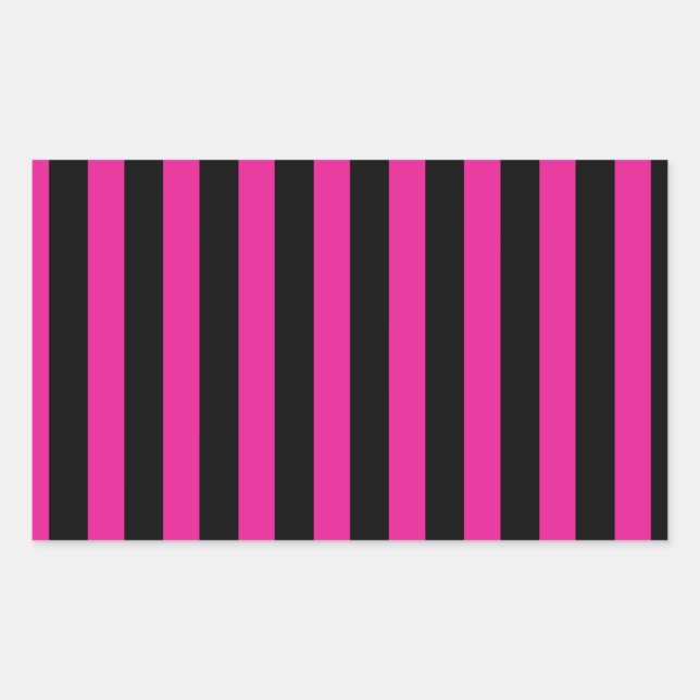 Sticker Rectangulaire Fouchsia et bandes de bonbons noirs (Devant)