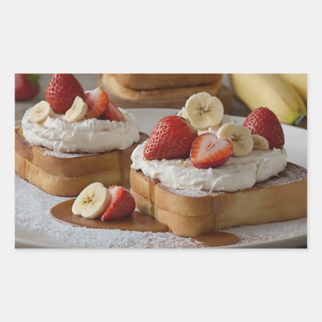 Sticker Rectangulaire Fraise et banane Toast français (Devant)