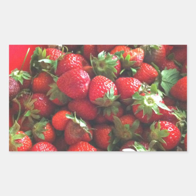 Sticker Rectangulaire Fraises classiques (Devant)