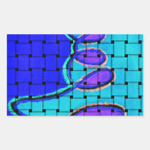 Sticker Rectangulaire Français Bleu Africain Tissé Abstrait violet forme