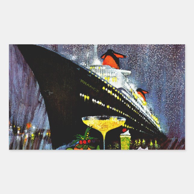 Sticker Rectangulaire France avec Champagne (Devant)