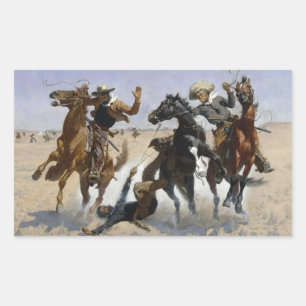 Sticker Rectangulaire Frederic Remington - Aidez un camarade