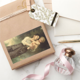 Sticker Rectangulaire Frère et soeur par William Adolphe Bouguereau