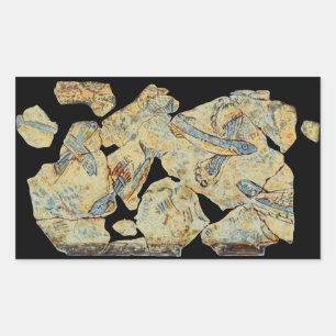 Sticker Rectangulaire fresque peinte de poisson grec antique art murale 