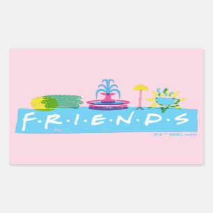 Sticker Rectangulaire FRIENDS™   Logo avec icônes