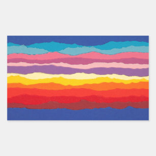 Sticker Rectangulaire Frontières déchirées colorées de bande de papi