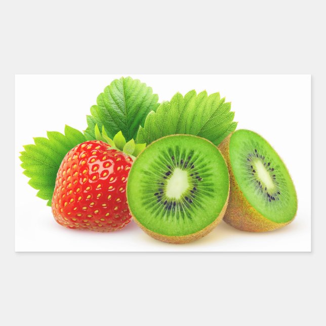 Sticker Rectangulaire Fruits de Kiwi et fraise (Devant)