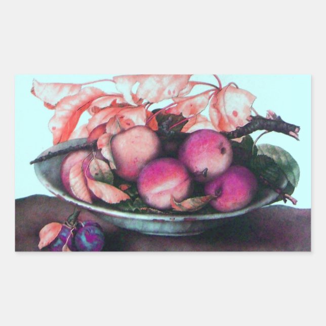 STICKER RECTANGULAIRE FRUITS DE SAISON / PÊCHES ET PRUNES (Devant)