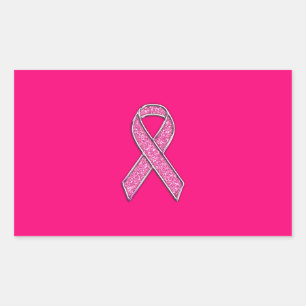 Sticker Rectangulaire Fuchsia Parties scintillant Style Pink Ribbon Sens