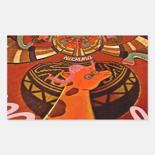 Sticker Rectangulaire Funny Elegant Giraffe Accessoré Style Africain