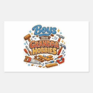 Sticker Rectangulaire Funny Era Boys Have Grandpa Hobbies PNG Granny