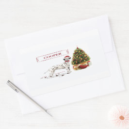 Sticker Rectangulaire Funny Noël Dalmatien Chien et Arbre