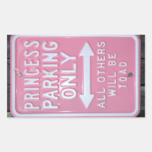 Sticker Rectangulaire Funny Princess Parking Signe seulement