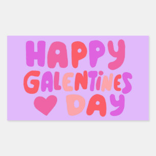 Sticker Rectangulaire Galentines Jour Bulles Lettres Curvy Retro Super