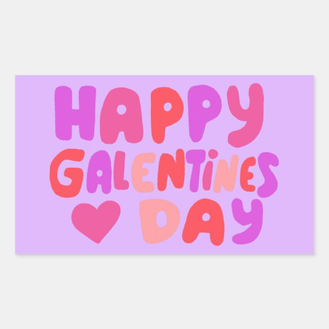 Sticker Rectangulaire Galentines Jour Bulles Lettres Curvy Retro Super (Devant)