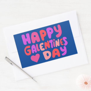 Sticker Rectangulaire Galentines Jour Bulles Lettres Curvy Retro Super
