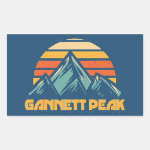 Sticker Rectangulaire Gannett Peak Retro Turquoise