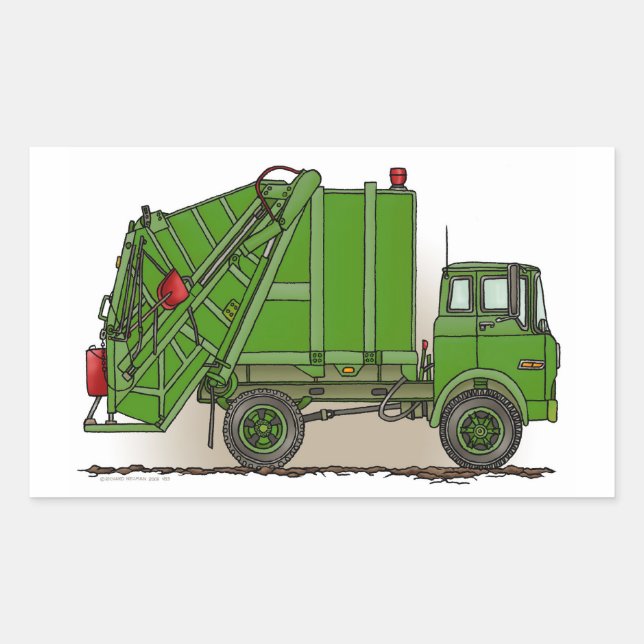 Sticker Rectangulaire Garbage Truck Green (Devant)