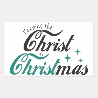 Sticker Rectangulaire Garder le Christ à Noël