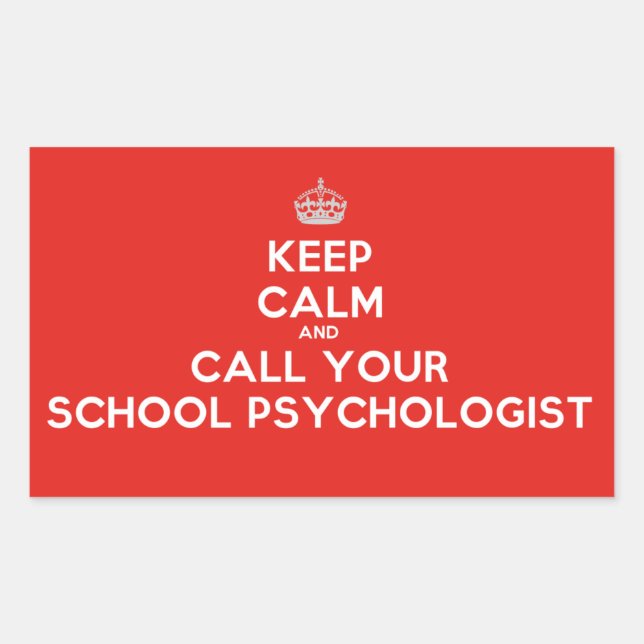 Sticker Rectangulaire Gardez le calme et appelez un psychologue scolaire (Devant)