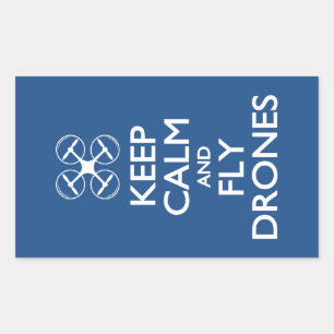 Sticker Rectangulaire Gardez le calme et volez des drones