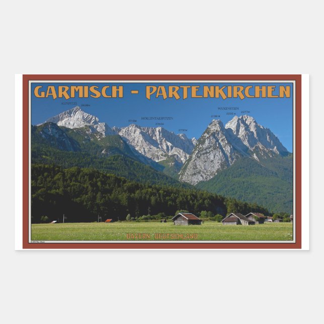 Sticker Rectangulaire Garmisch - Le Zugspitze et l'Alpspitze (Devant)