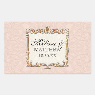 Sticker Rectangulaire Gatsby Art Déco Nouveau dentelle Faux Gold Tulip
