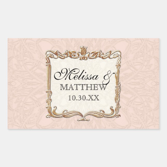 Sticker Rectangulaire Gatsby Art Déco Nouveau dentelle Faux Gold Tulip (Devant)