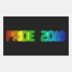 Sticker Rectangulaire Gay pride 2018 Rainbow Flag LGBT Typographie