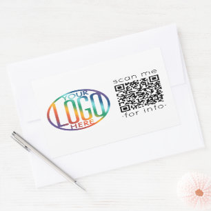 Sticker Rectangulaire Générateur de code QR et votre logo commercial