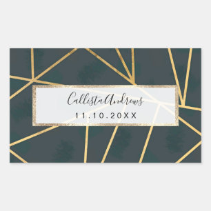 Sticker Rectangulaire Géométrique moderne Gold Green Brusch