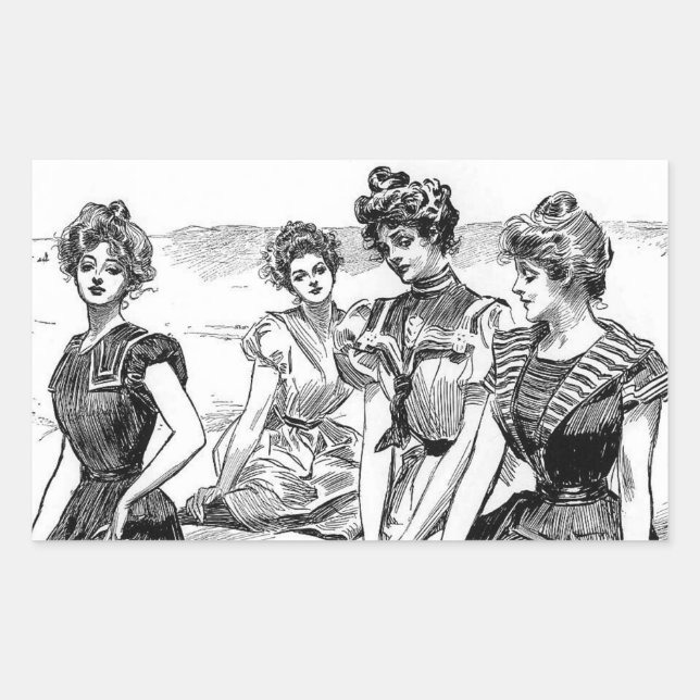 Sticker Rectangulaire Gibson Girls at the Beach (Devant)