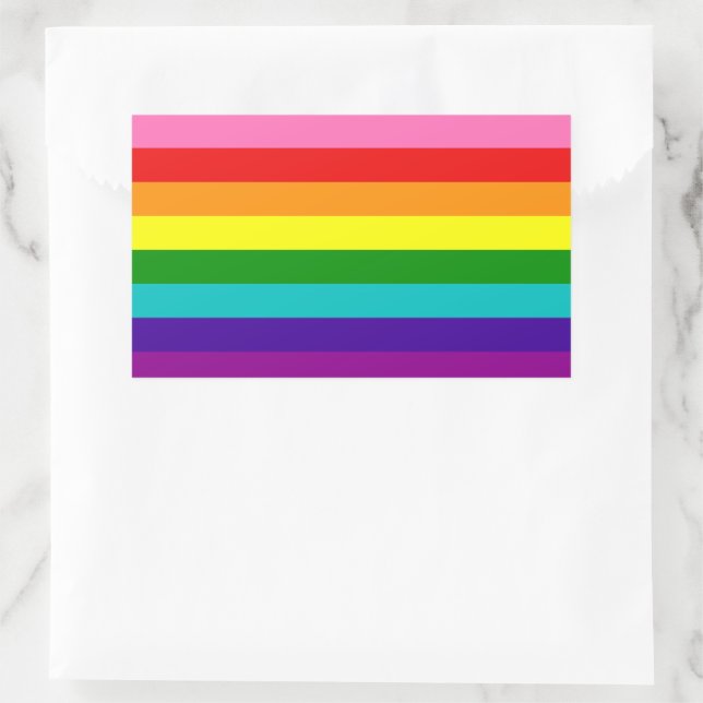 Sticker Rectangulaire Gilbert Baker Gay pride drapeau Rainbow Stripe (Sac)