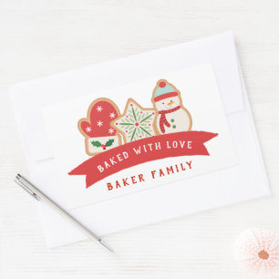 Sticker Rectangulaire Gingerbread Cookie   Sac Favori Cuit avec Amour