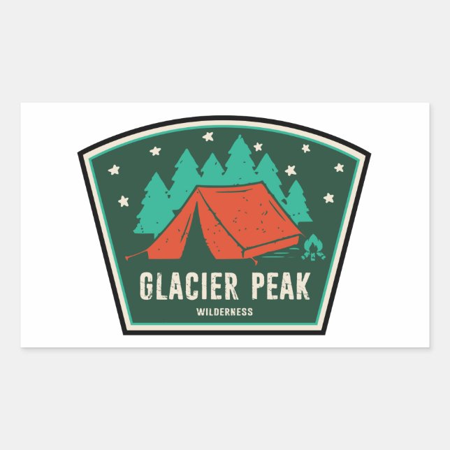 Sticker Rectangulaire Glacier Peak Wilderness Camping (Devant)
