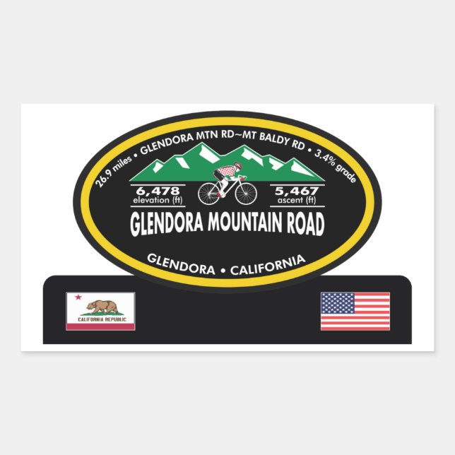 STICKER RECTANGULAIRE GLENDORA MOUNTAIN ROAD-GLENDORA, CA - "TROPHE OVAL (Devant)