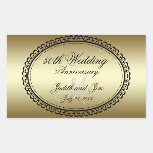 Sticker Rectangulaire Gold 50th Wedding Anniversary