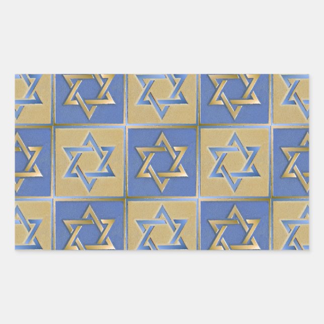 Sticker Rectangulaire Gold Blue Star de David Art Panels (Devant)