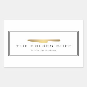 Sticker Rectangulaire Gold Chef's Knife Logo Restaurant de restauration