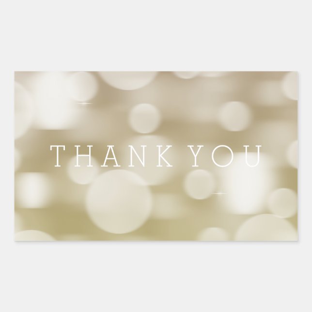 Sticker Rectangulaire Gold Dreamy Bokeh Ombre Merci (Devant)
