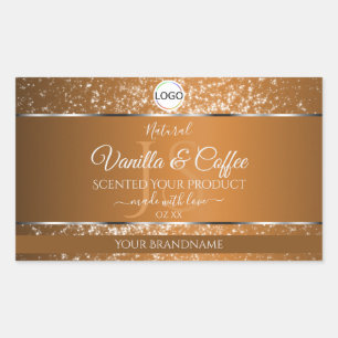 Sticker Rectangulaire Golden Brown Logo Initiales Parties scintillant Pr