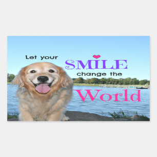 Sticker Rectangulaire Golden Retriever Changer le monde