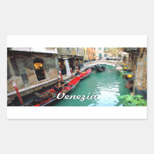 Sticker Rectangulaire Gondolas Sur Un Petit Canal À Venise