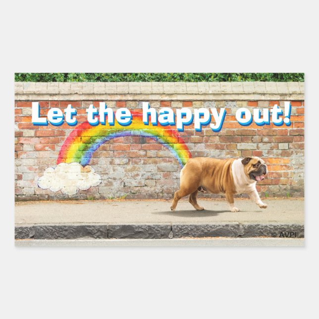 Sticker Rectangulaire Graffiti Chien et Arc-en-ciel (Devant)