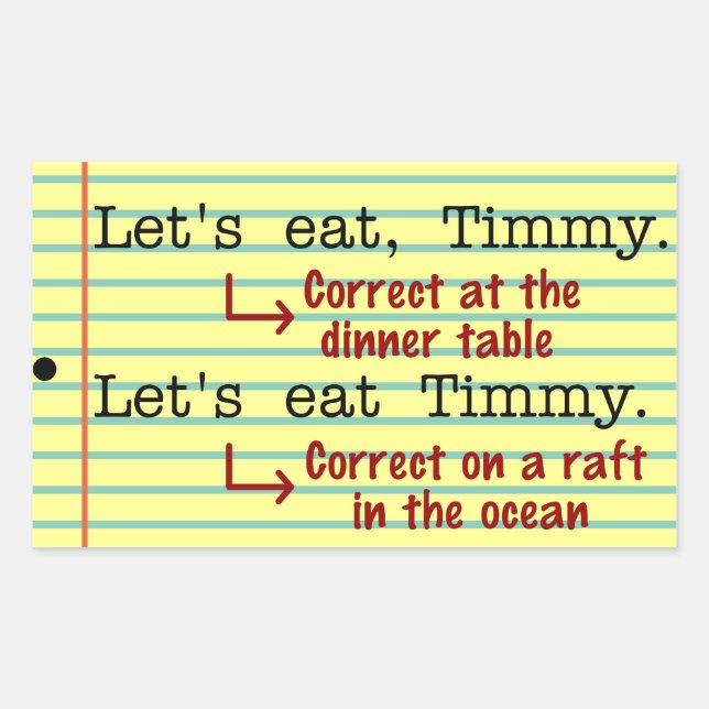 Sticker Rectangulaire Grammaire de ponctuation amusante (Devant)